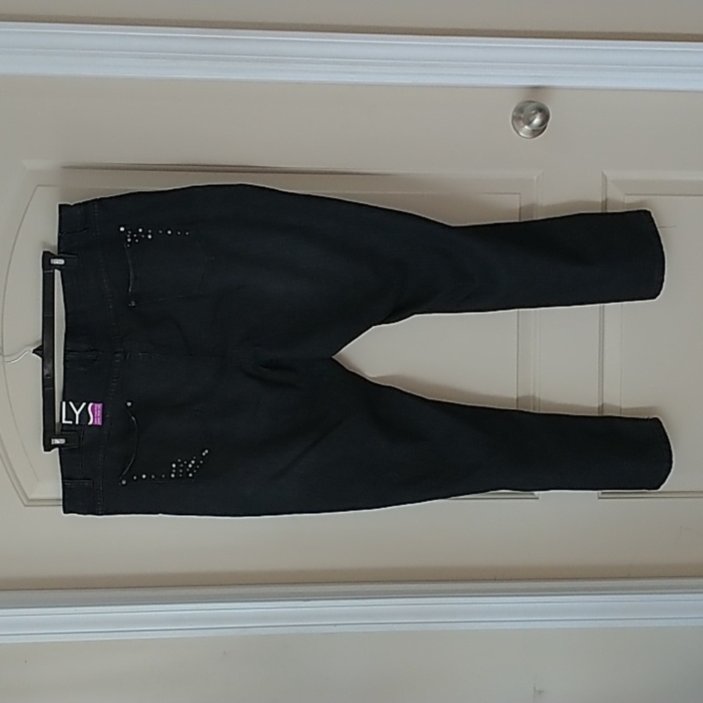 NWT LYS Black Jeans size 26W Metal Embellishments